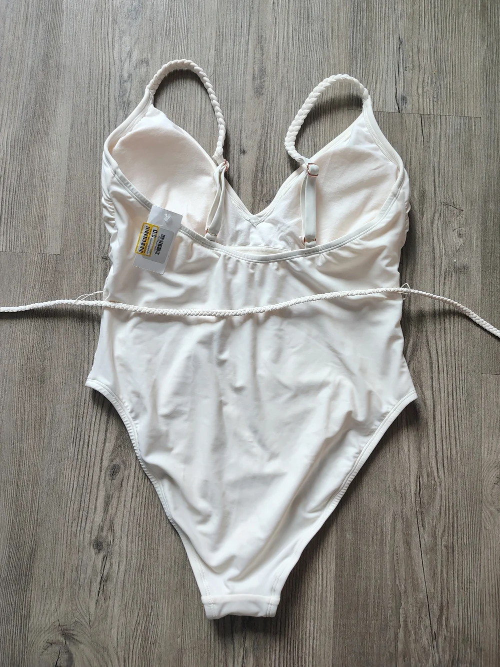 Shade & Shore Braided One Piece Swimsuit Built-In Bra High Leg Belted Size L NWT